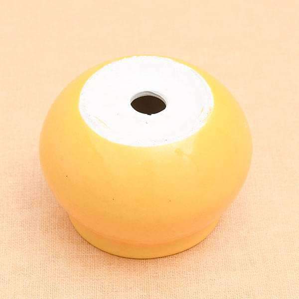 3 inch (8 cm) Handi Shape Round Ceramic Pot (Yellow) (set of 3) - Image 3