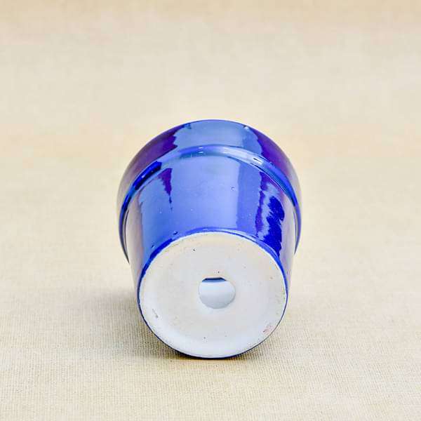 3 inch (8 cm) Round Ceramic Pot with Rim (Navy Blue) (set of 3) - Image 3