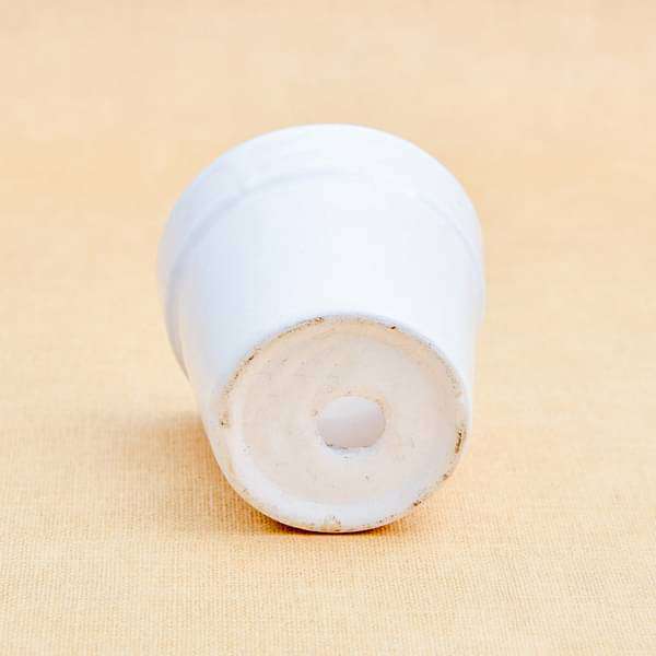 3 inch (8 cm) Round Ceramic Pot with Rim (White) (set of 3) - Image 3