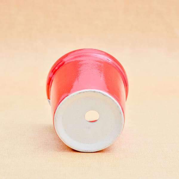 4.1 inch (10 cm) Round Ceramic Pot with Rim (Red) (set of 2) - Image 3