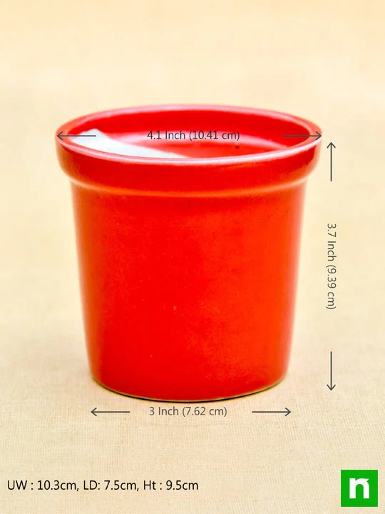 4.1 inch (10 cm) Round Ceramic Pots with Rim - Pack of 4 - Image 3