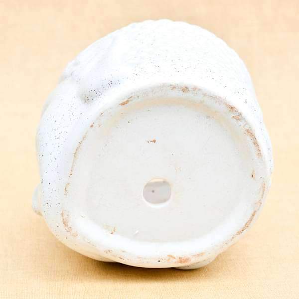 4.3 inch (11 cm) Buddha Marble Finish Ceramic Pot (White) (set of 2) - Image 4