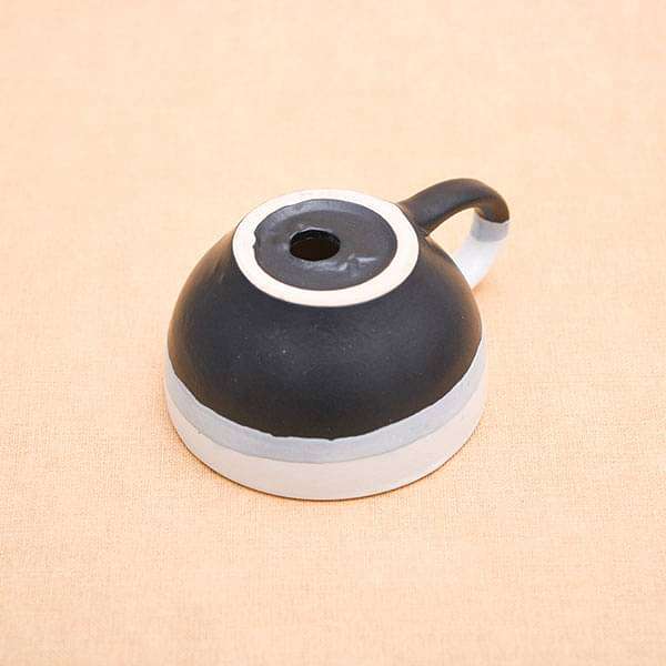 4.4 inch (11 cm) CP001 Cup Shape Round Ceramic Pot with Plate (White, Black) - Image 3