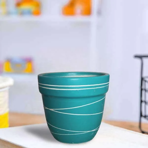 4.5 inch (11 cm) Thread Design Round Ceramic Pot with Rim - Image 10