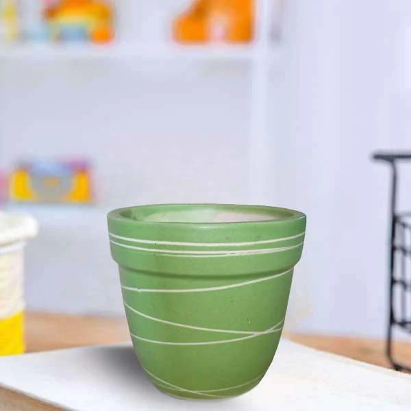 4.5 inch (11 cm) Thread Design Round Ceramic Pot with Rim - Image 13
