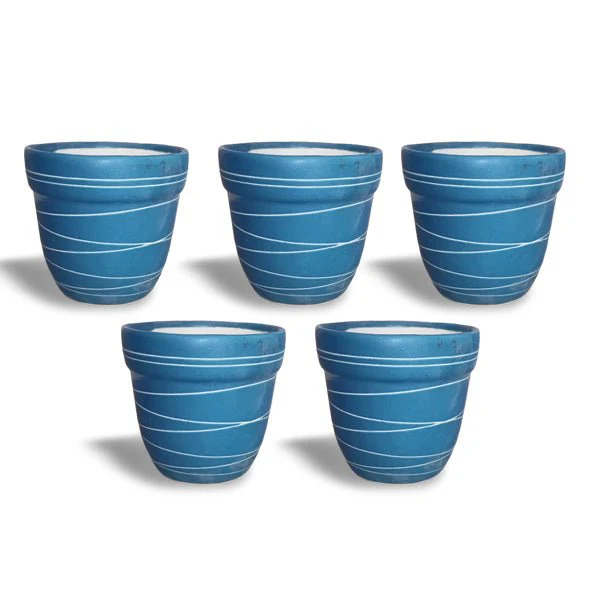 4.5 inch (11 cm) Thread Design Round Ceramic Pot with Rim - Image 3