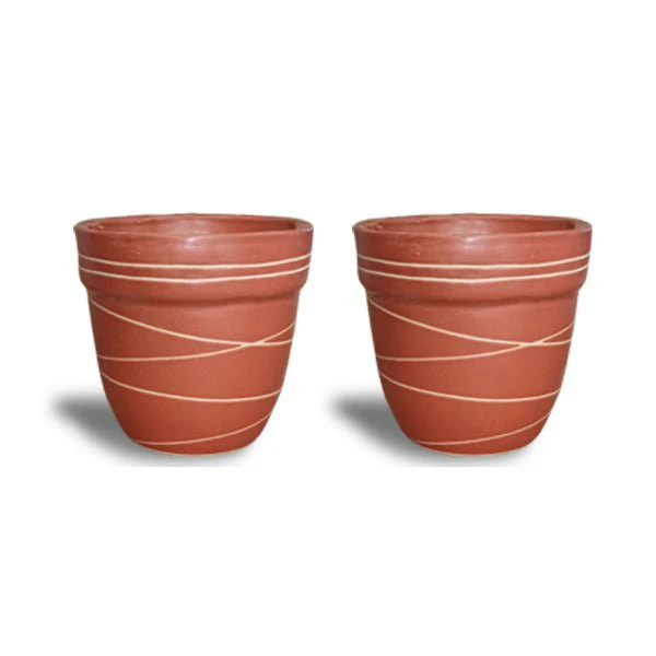 4.5 inch (11 cm) Thread Design Round Ceramic Pot with Rim - Image 5