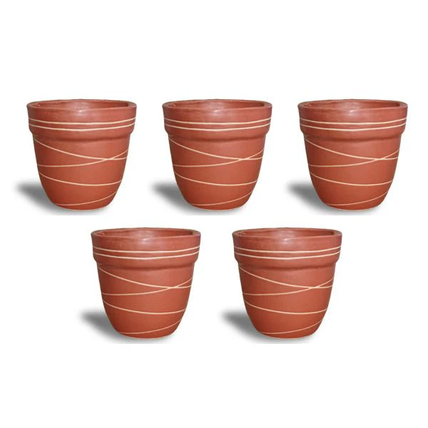 4.5 inch (11 cm) Thread Design Round Ceramic Pot with Rim - Image 6