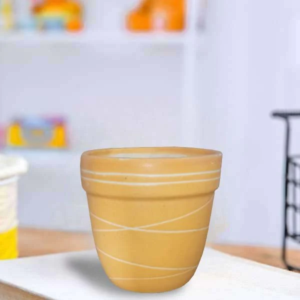 4.5 inch (11 cm) Thread Design Round Ceramic Pot with Rim - Image 7