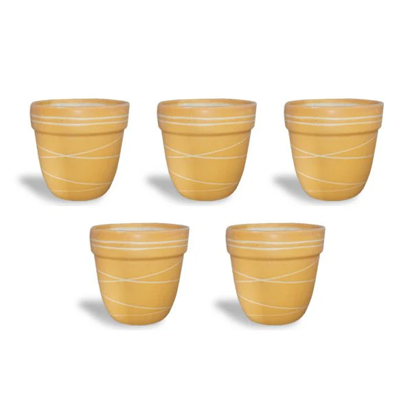 4.5 inch (11 cm) Thread Design Round Ceramic Pot with Rim - Image 9