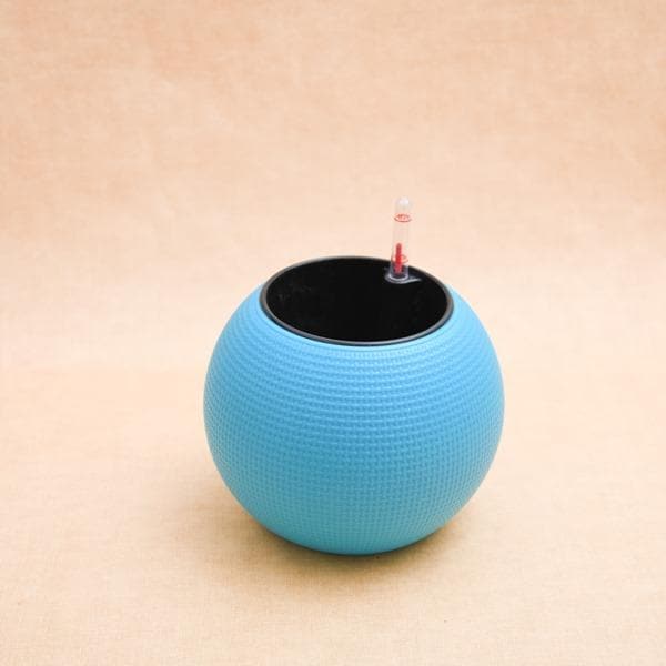 4.9 inch (12 cm) GW 01 Self Watering Round Plastic Planter (Blue) - Image 2