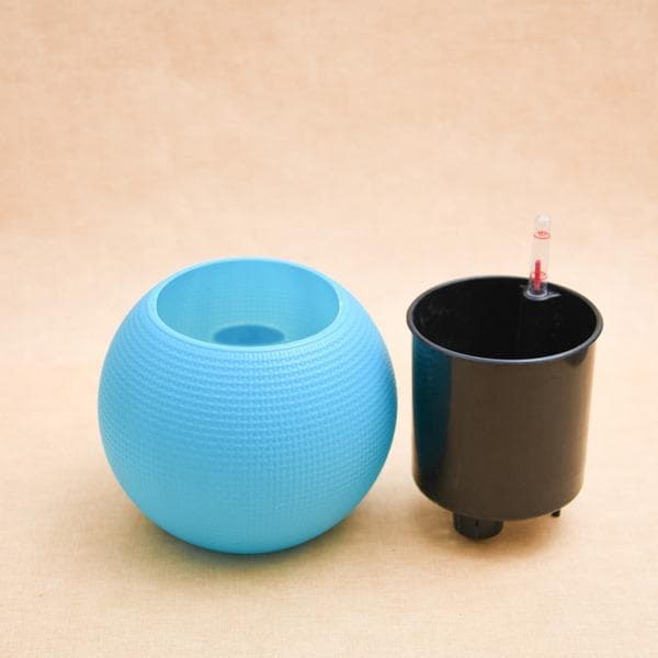 4.9 inch (12 cm) GW 01 Self Watering Round Plastic Planter (Blue) - Image 3