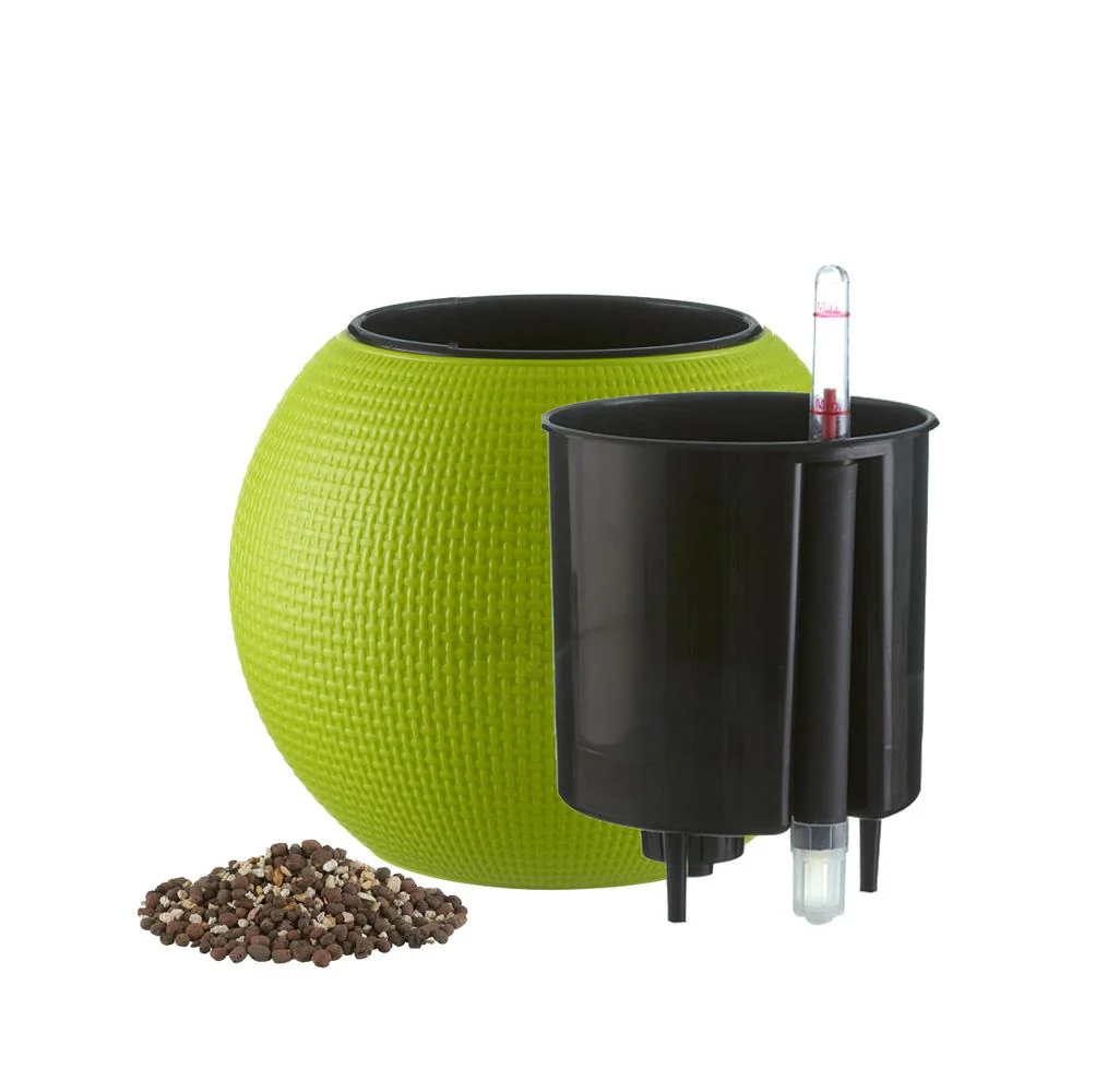 4.9 inch (12 cm) GW 01 Self Watering Round Plastic Planter (Green) - Image 2