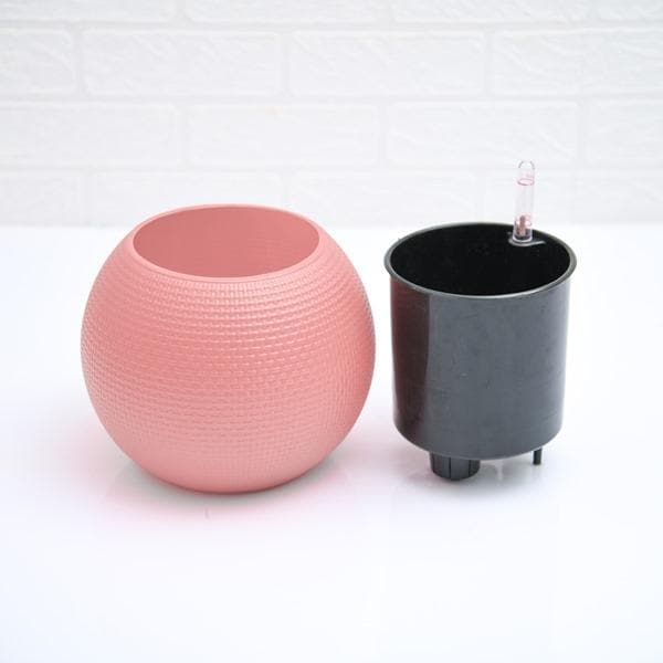 4.9 inch (12 cm) GW 01 Self Watering Round Plastic Planter (Pink) - Image 3