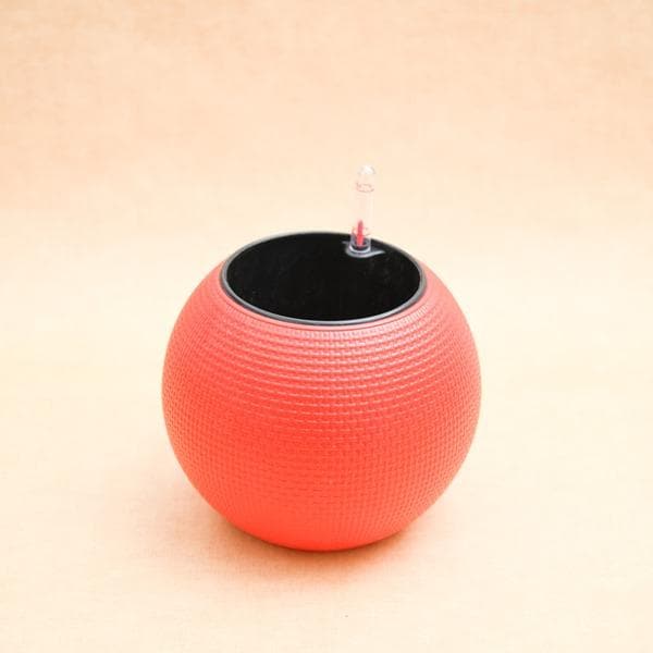 4.9 inch (12 cm) GW 01 Self Watering Round Plastic Planter (Red) - Image 2