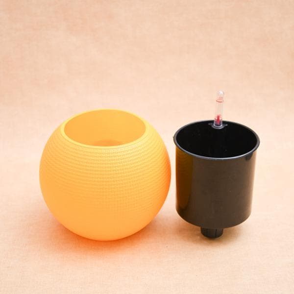 4.9 inch (12 cm) GW 01 Self Watering Round Plastic Planter (Yellow) - Image 3
