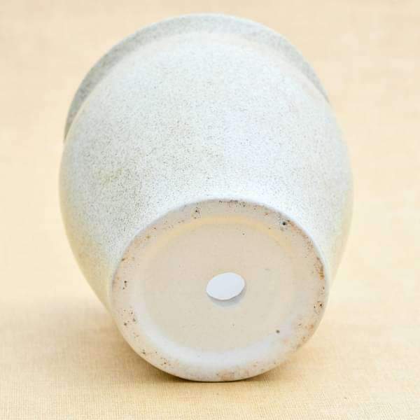 4.9 inch (12 cm) Matka Vase Marble Finish Round Ceramic Pot (Light Brown) (set of 2) - Image 3