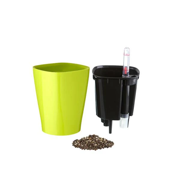 4 inch (10 cm) GW 03 Self Watering Round Plastic Planter (Green) (Set of 3) - Image 2