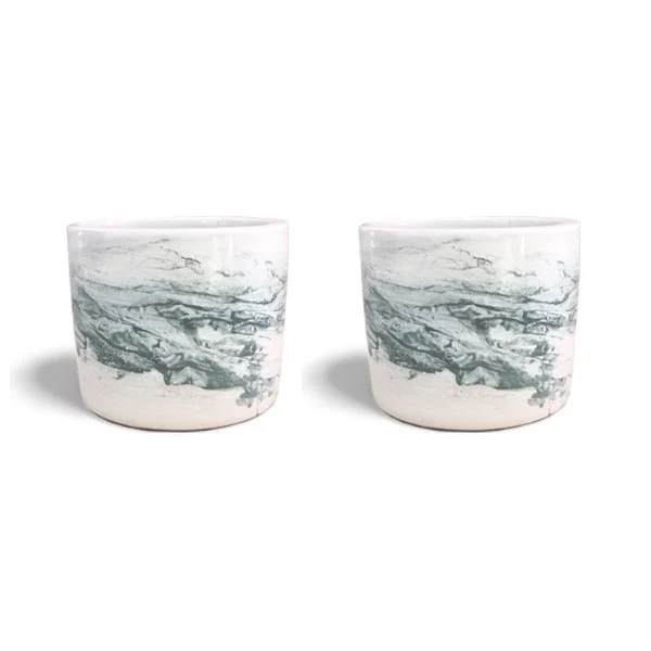 4 inch (10 cm) Marble Finish Round Cylindrical Ceramic Pot - Image 2