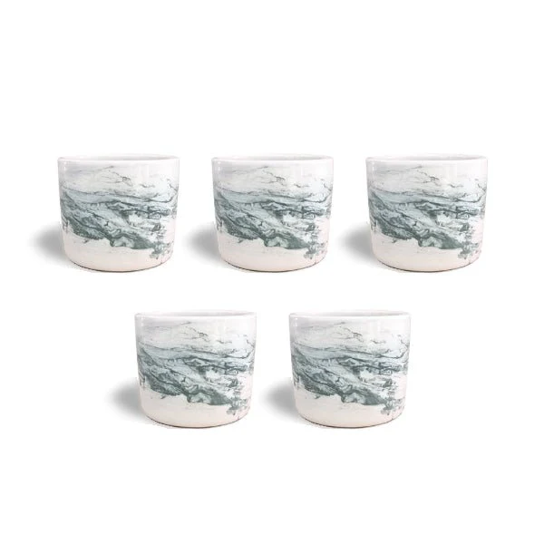 4 inch (10 cm) Marble Finish Round Cylindrical Ceramic Pot - Image 3