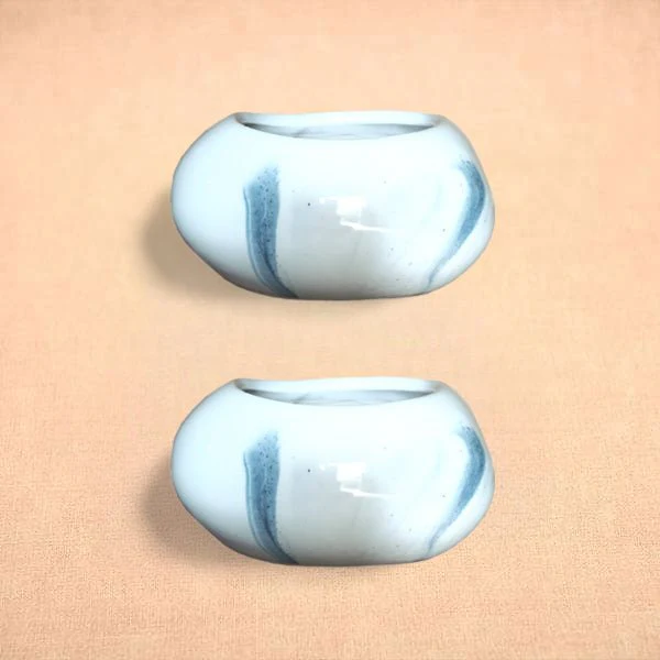 4 inch (10 cm) Stone Shape Round Cylindrical Ceramic Pot - Image 2
