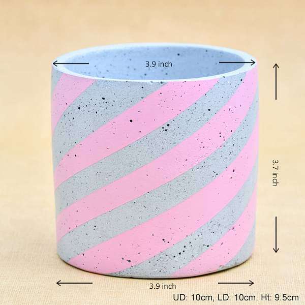 4 inch (10 cm) Circlet Grey Concrete Pot (Rustic Pink) - Image 2