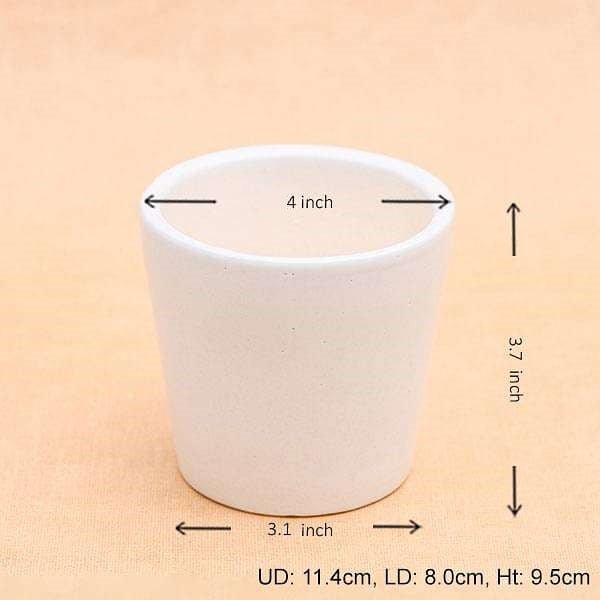 4 inch (10.1 cm) Round Ceramic Pot (White) (set of 3) - Image 2