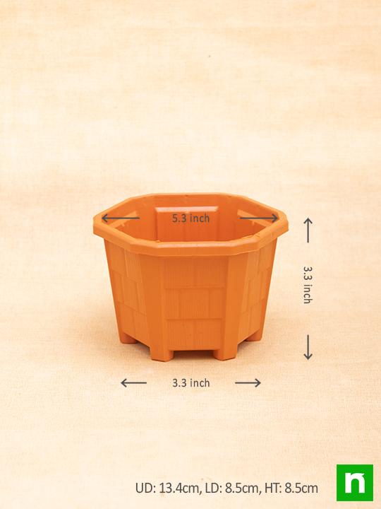 5.3 inch (13 cm) Hexa No. 1 Plastic Planter (Terracotta Color) (set of 6) - Image 3
