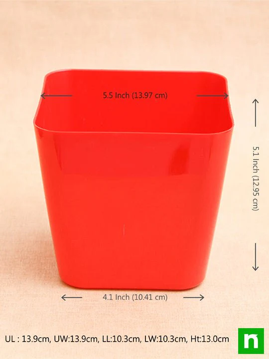 5.5 inch (14 cm) Square Plastic Planter with Rounded Edges - Pack of 5 - Image 2
