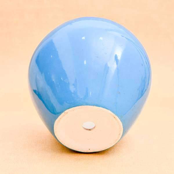 5.7 inch (14 cm) Apple Round Ceramic Pot (Blue) (set of 2) - Image 3