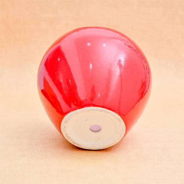 5.7 inch (14 cm) Apple Round Ceramic Pot (Red) (set of 2) - Image 3