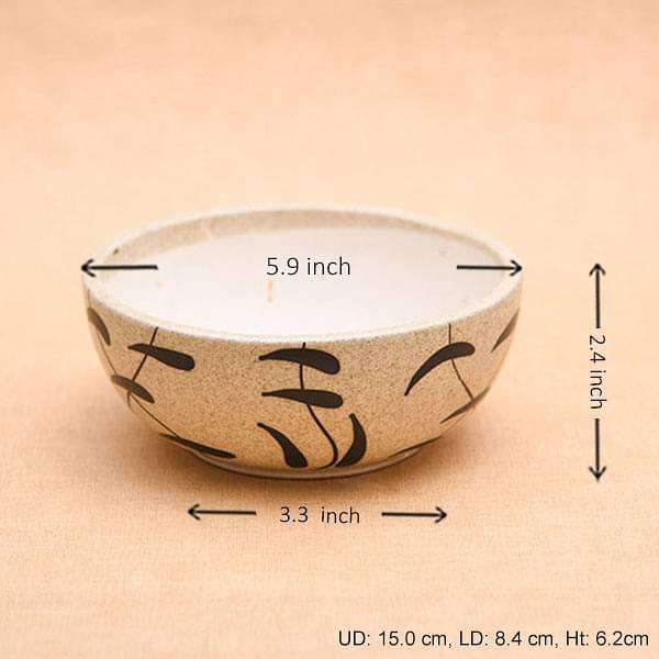 5.9 inch (15 cm) Painted Bowl Marble Finish Round Ceramic Pot (Light Brown) (set of 2) - Image 2