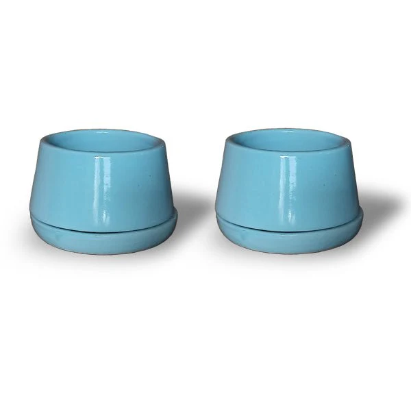 5 inch (12 cm) U Shape Ceramic Pot with Plate - Image 2