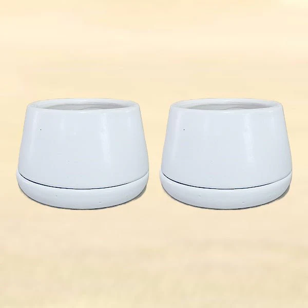 5 inch (12 cm) U Shape Ceramic Pot with Plate - Image 5