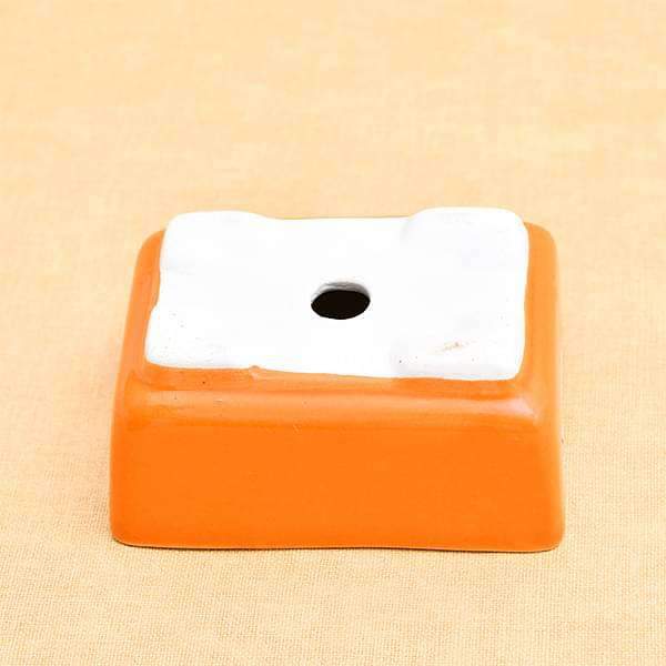 5 inch (13 cm) Bonsai Rectangle Ceramic Pot (Orange) (set of 2) - Image 3