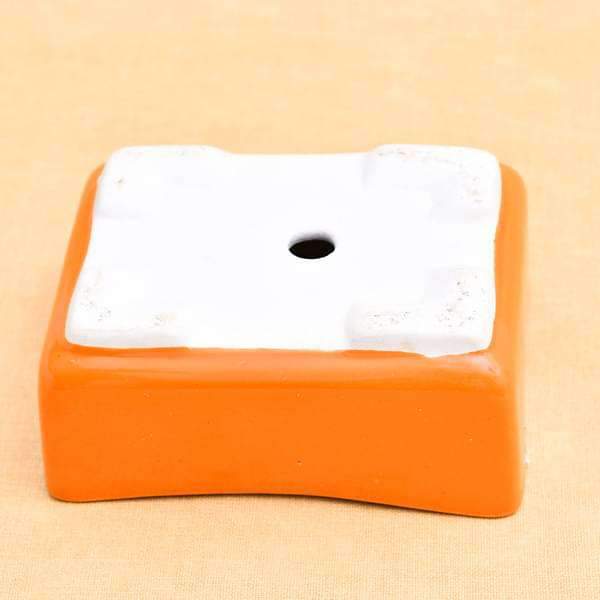 6.6 inch (17 cm) Bonsai Rectangle Ceramic Pot (Orange) (set of 2) - Image 3