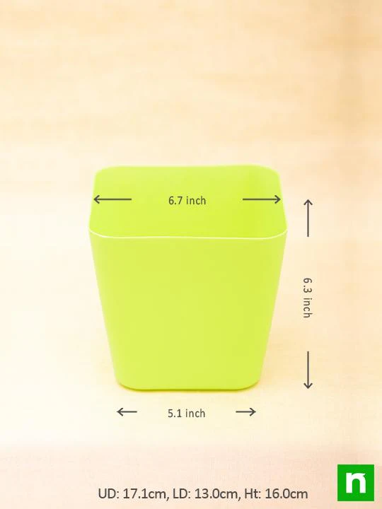 6.7 inch (17 cm) Square Plastic Planter with Rounded Edges (Green) (set of 3) - Image 3