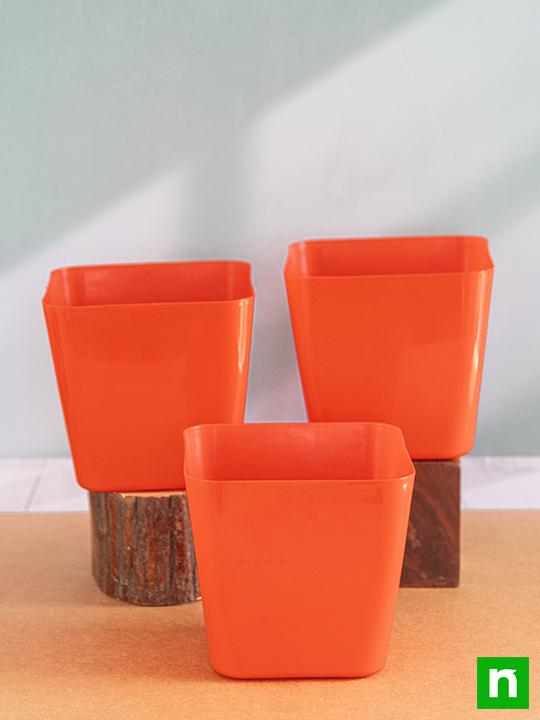 6.7 inch (17 cm) Square Plastic Planter with Rounded Edges (Red) (set of 3) - Image 2