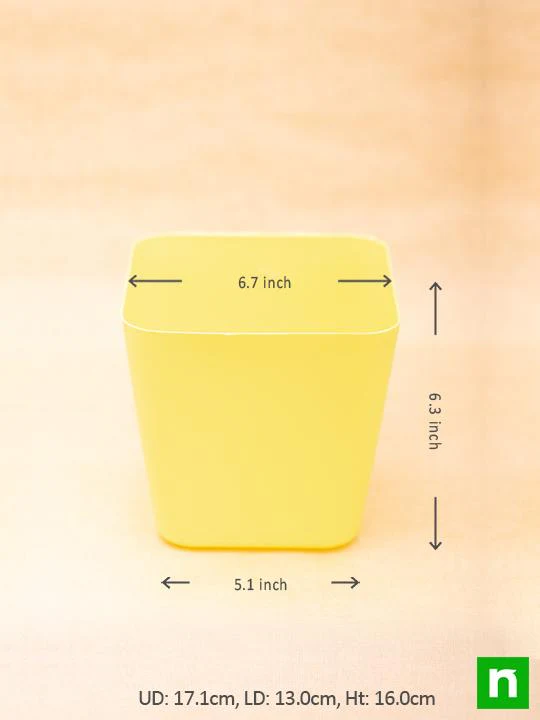 6.7 inch (17 cm) Square Plastic Planter with Rounded Edges (Yellow) (set of 3) - Image 3