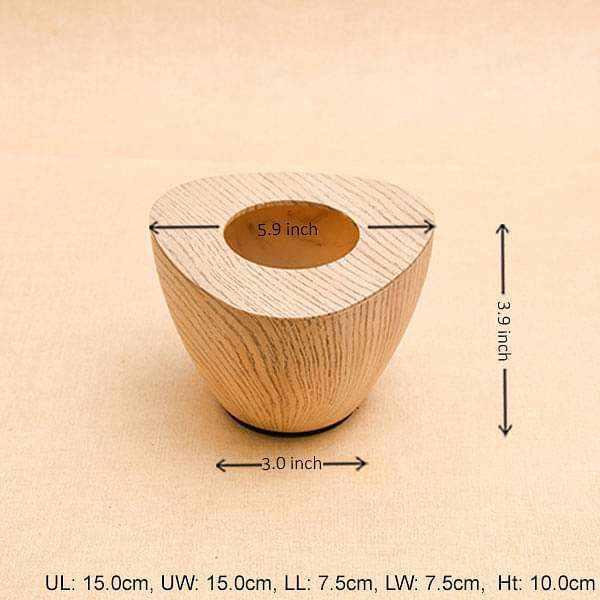 6 inch (15 cm) Obtuse Line Wood Finish Triangle Plastic Planter (Brown) - Image 2
