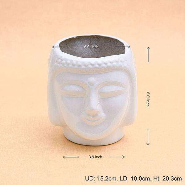 6 inch (15 cm) SML-001 Buddha Fiberglass Planter (White) - Image 3