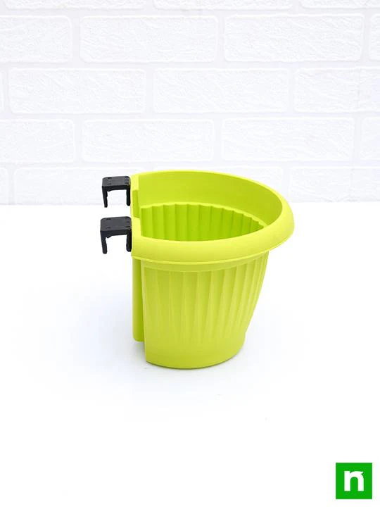 7.9 inch (20 cm) Bello Railing D Shape plastic Planter (Lime Yellow) (set of 6) - Image 4