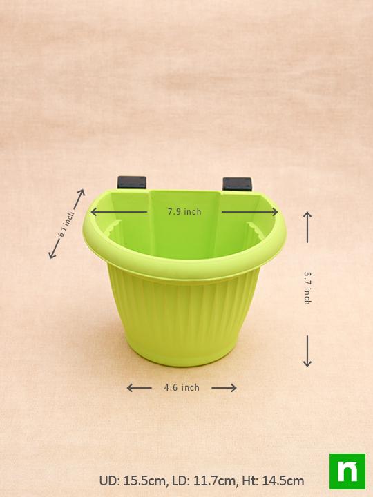 7.9 inch (20 cm) Bello Railing D Shape plastic Planters (Mix Color) - Pack Of 6 - Image 2