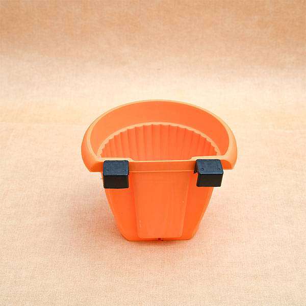 7.9 inch (20 cm) Bello Railing D Shape plastic Planter (Orange) (set of 6) - Image 3