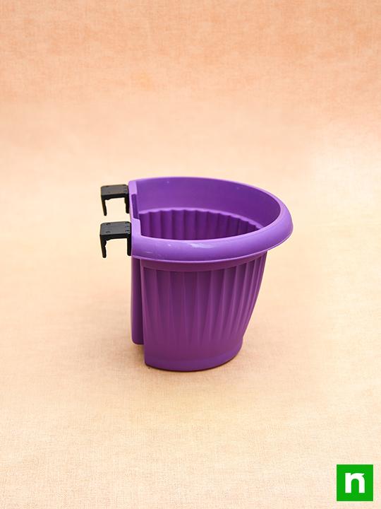 7.9 inch (20 cm) Bello Railing D Shape plastic Planter (Violet) (set of 6) - Image 4