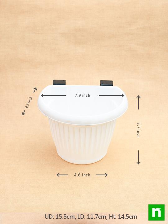 7.9 inch (20 cm) Bello Railing D Shape plastic Planter (White) (set of 6) - Image 3