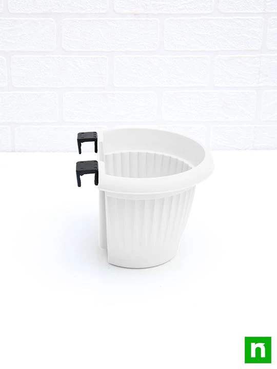 7.9 inch (20 cm) Bello Railing D Shape plastic Planter (White) (set of 6) - Image 4