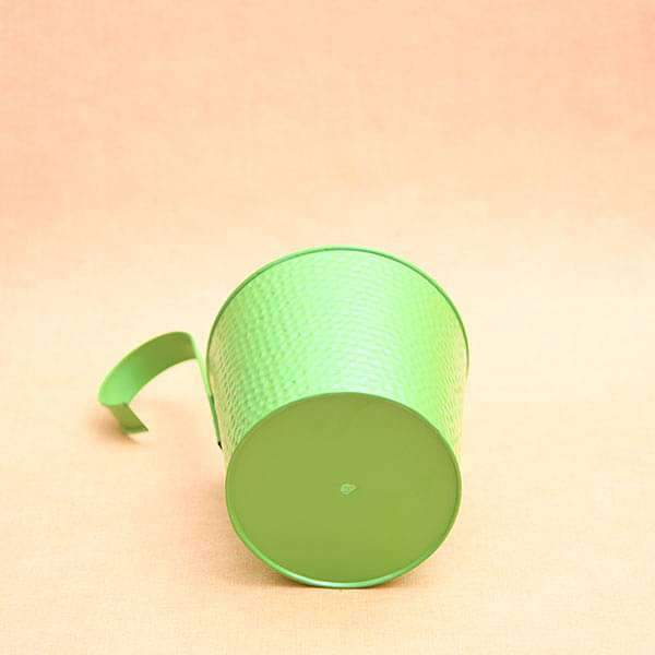 7 inch (18 cm) Dot Embossed Railing Round Metal Planter (Green) (set of 3) - Image 3