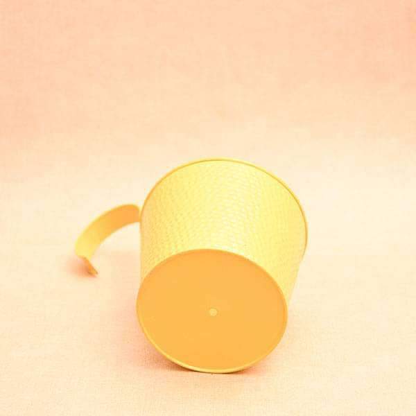 7 inch (18 cm) Dot Embossed Railing Round Metal Planter (Yellow) (set of 3) - Image 3