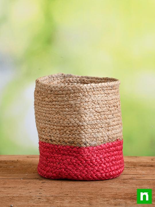 8 inch (20 cm) Eco friendly Jute Planter (Pink) - Image 2